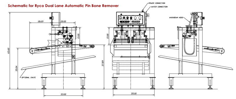Schematic for Ryco Dual Lane Table Top Automatic Pin Bone Remover