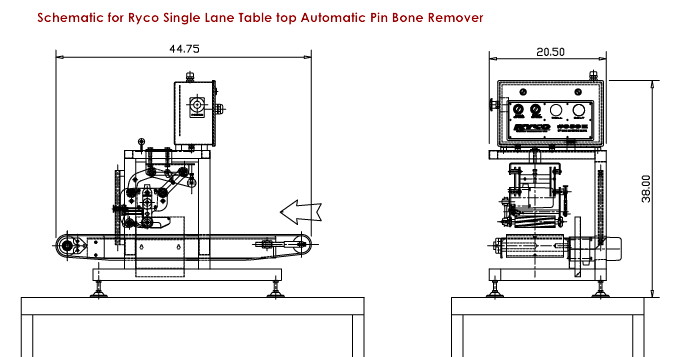 Schematic for Ryco Single Lane Table Top Pin Bone Remover Machine